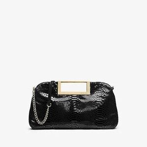 Michael Michael Kors, Berkley Large Embossed Patent-leather Clutch, Black